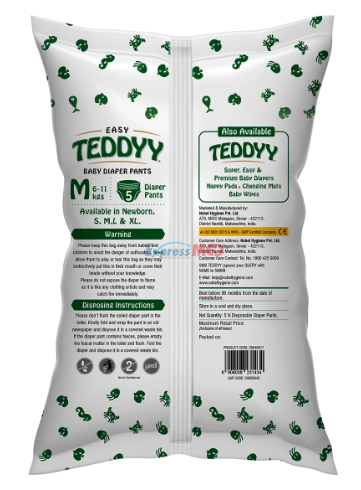 Teddyy Easy Baby Diaper Pants with Soft Elastic | Size Medium: Buy packet  of 74.0 diapers at best price in India | 1mg